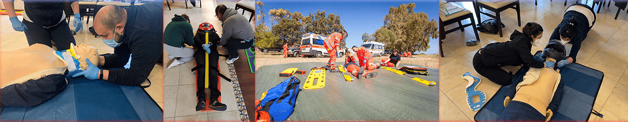 Sassari Soccorso has always paid particular attention to the training of its volunteers who, before the actual insertion, participate in a full immersion course for the acquisition of the general principles of first aid and the knowledge of PPE, principals and the sanitary compartment. This initial training is followed by a six-month coaching period aimed at evaluating and integrating the new rescuer member.